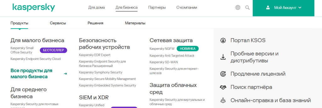 Каталог антивирусных продуктов