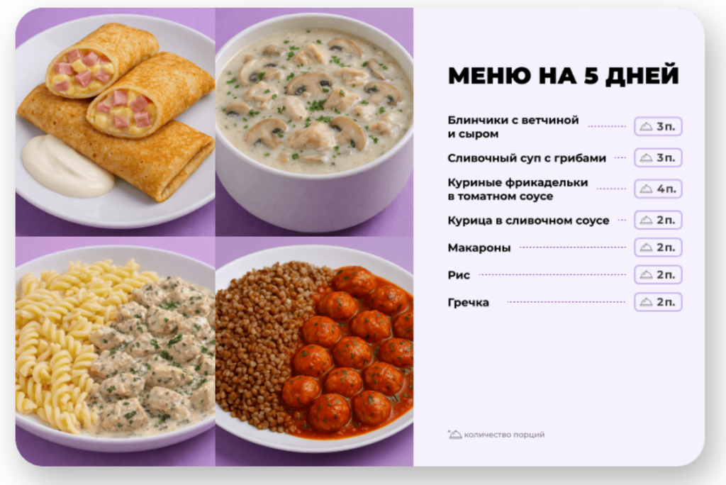 Выбор меню
